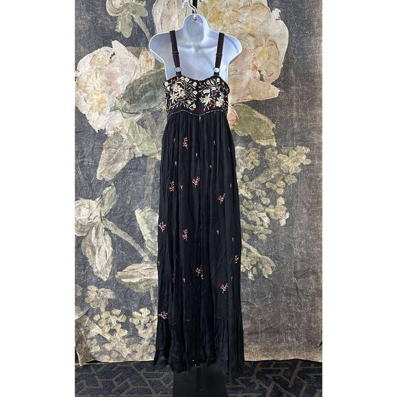 Anthropologie Black Maxi Dress with Colorful Embroidery - Picture 6 of 9